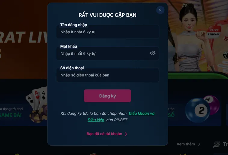 Đăng Ký RikBet Sở Hữu Tài Khoản Cá Cược Chuyên Nghiệp Với Ngàn Ưu Đãi