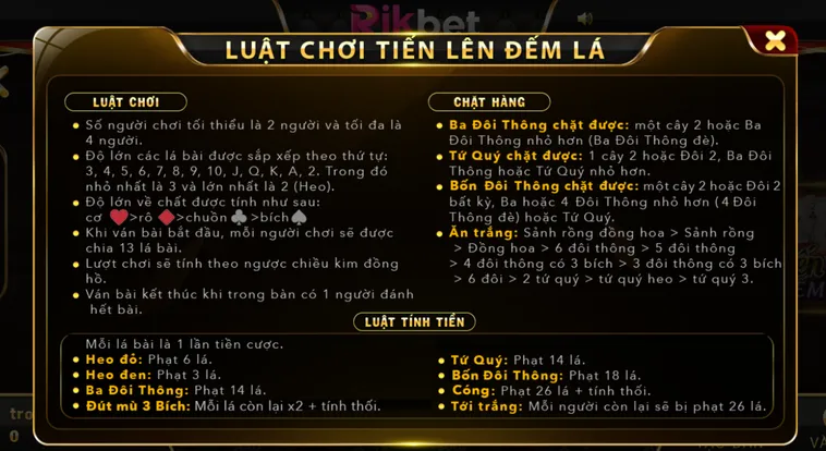Chinh Phục Đỉnh Cao Tiến Lên Đếm Lá tại RikBet Với Cơ Hội Thắng Lớn
