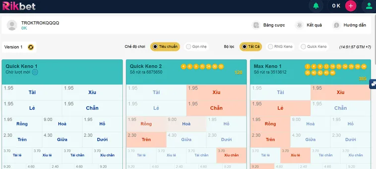 Keno Siêu Tốc Tại RikBet Trải Nghiệm Cá Cược Thần Tốc Cùng Phần Thưởng Khổng Lồ