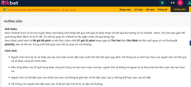 Keno Vietlottt Tại RikBet Điểm Đến Lý Tưởng Cho Những Ai Yêu Thích Con Số May Mắn